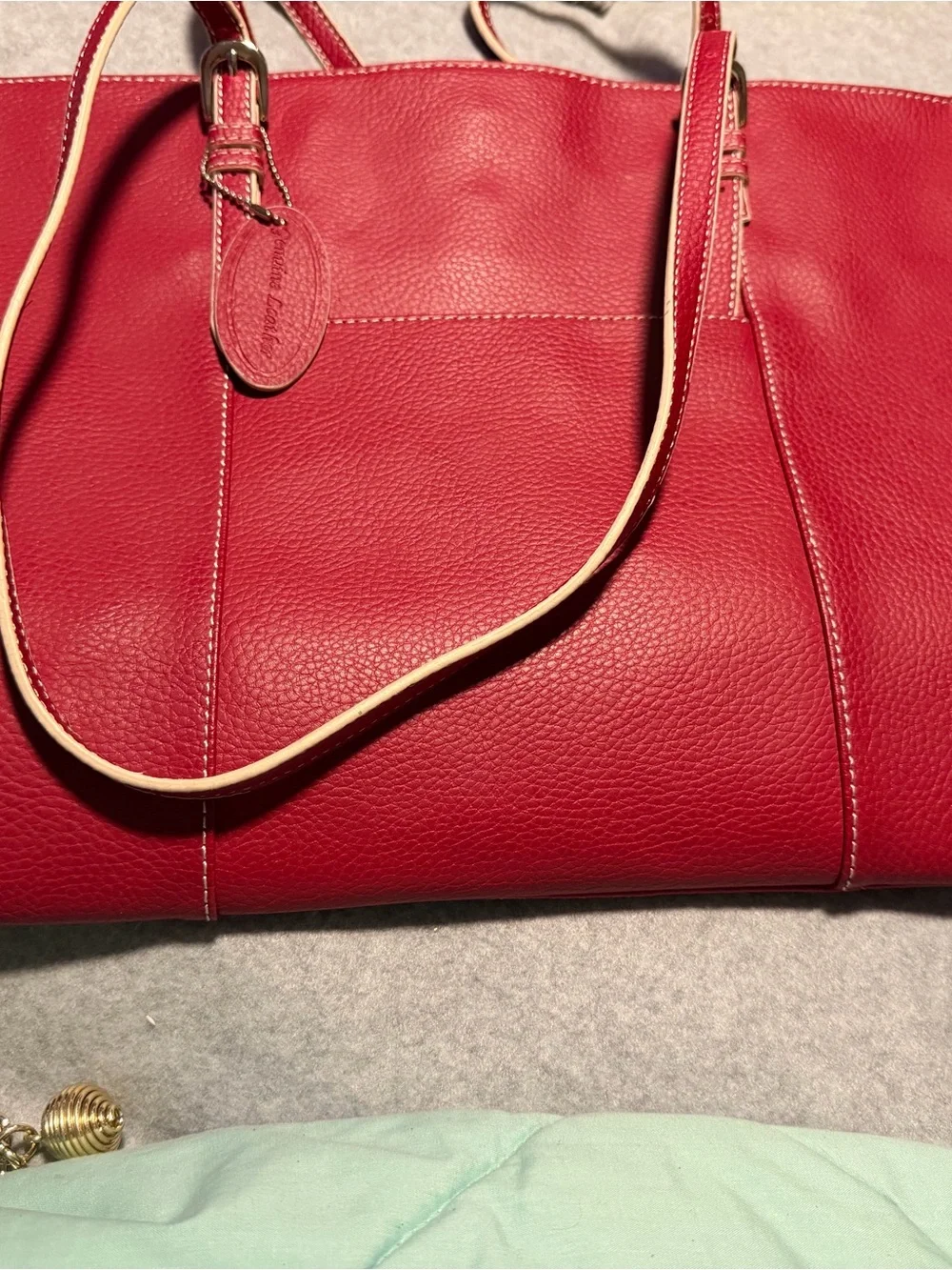 Tannery West Red Leather Tote with Contrast Stitching
